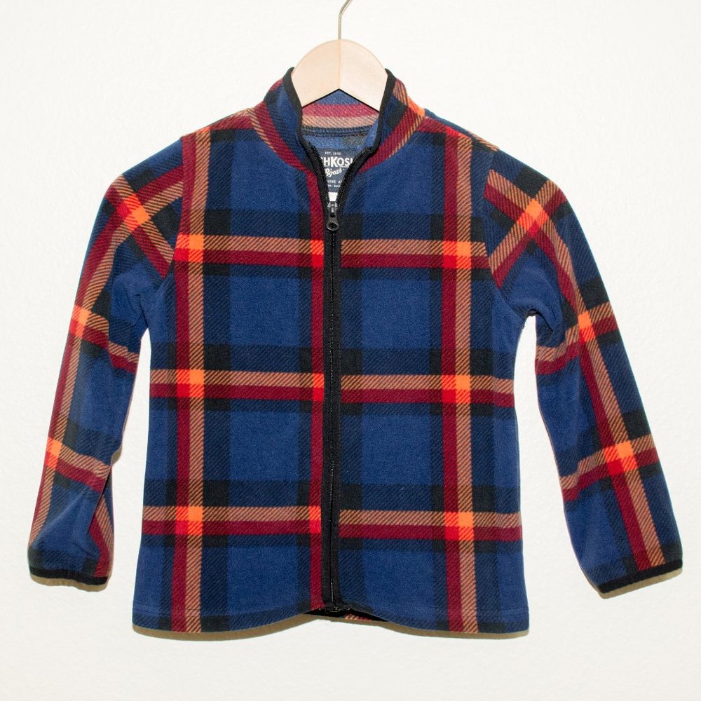 OshKosh B-Gosh Plaid Fleece Cozie Full Zip Sweater